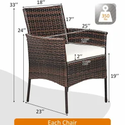 Outdoor PE Rattan Armchairs with Removable Cushions