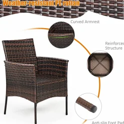 Outdoor PE Rattan Armchairs with Removable Cushions