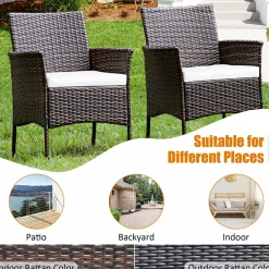 Outdoor PE Rattan Armchairs with Removable Cushions