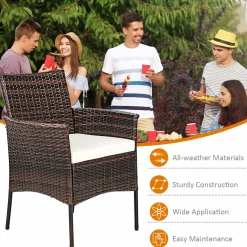 Outdoor PE Rattan Armchairs with Removable Cushions