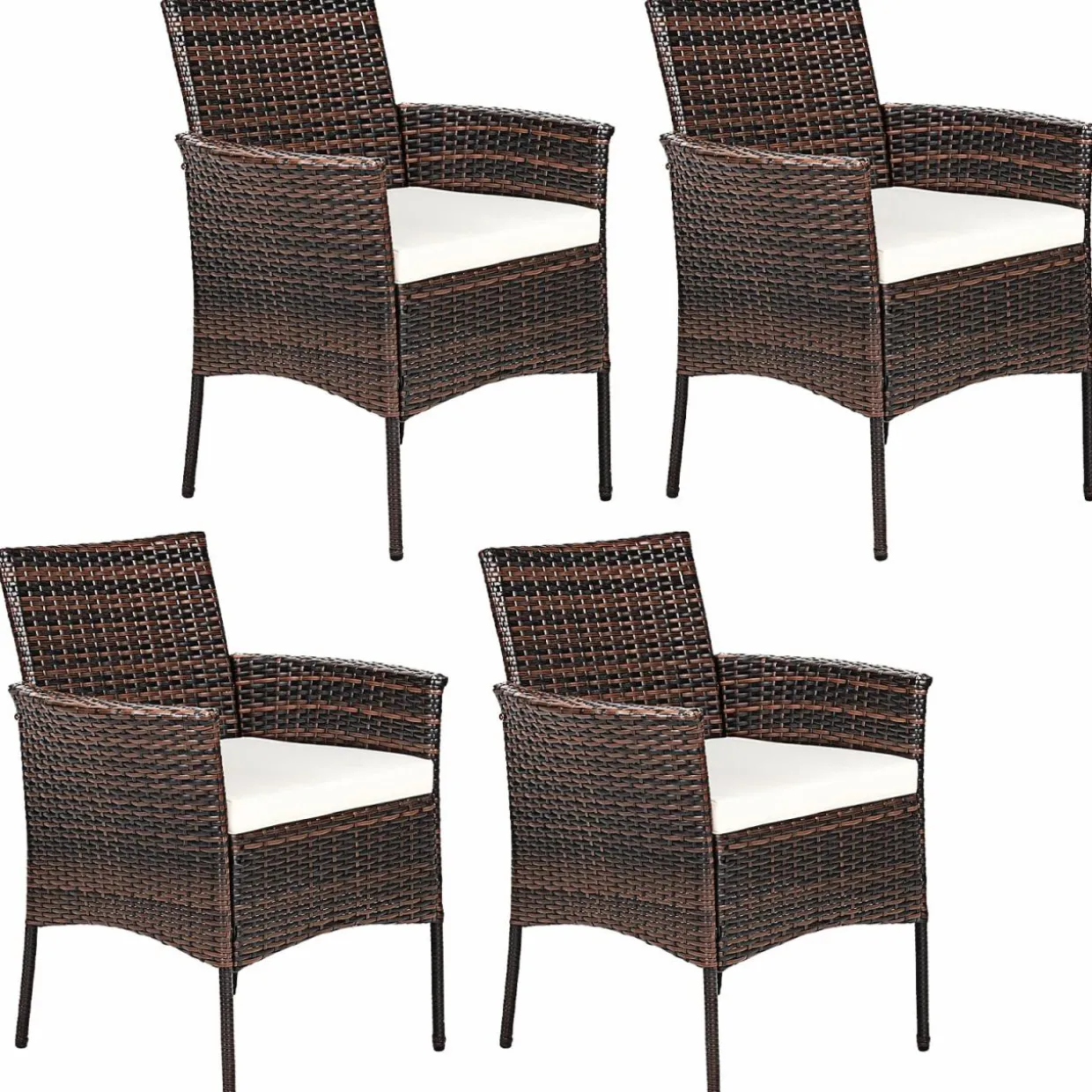 Outdoor PE Rattan Armchairs with Removable Cushions
