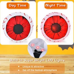 2 Pack 3 FT Halloween Inflatable Huge Eyeballs W/ Air Blower, Red LED Lights