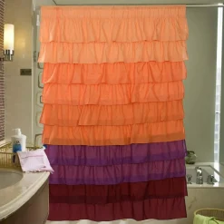 1 Pair Ruffle Sheer Curtains Window Panels Drapes 54'' x 84'' (Orange)