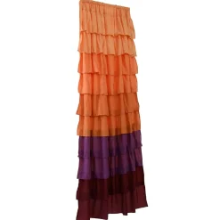 1 Pair Ruffle Sheer Curtains Window Panels Drapes 54'' x 84'' (Orange)