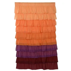 1 Pair Ruffle Sheer Curtains Window Panels Drapes 54'' x 84'' (Orange)