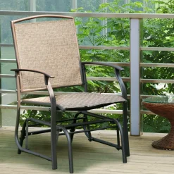 Patio Glider, for Garden, Backyard, Poolside, Lawn (Brown)