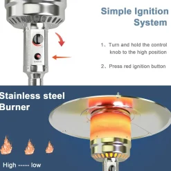 Patio Heater, 50000 BTU Propane Heater with Wheels