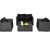 Patio Rattan Conversation Furniture Set, Outdoor Wicker Sofa Set with Padded Cushion & Tempered Glass Coffee Table