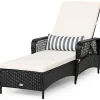 Patio Wicker Chaise Lounge Chair, Outdoor Rattan Reclining Chaise w/ 6-Gear Adjustable Backrest