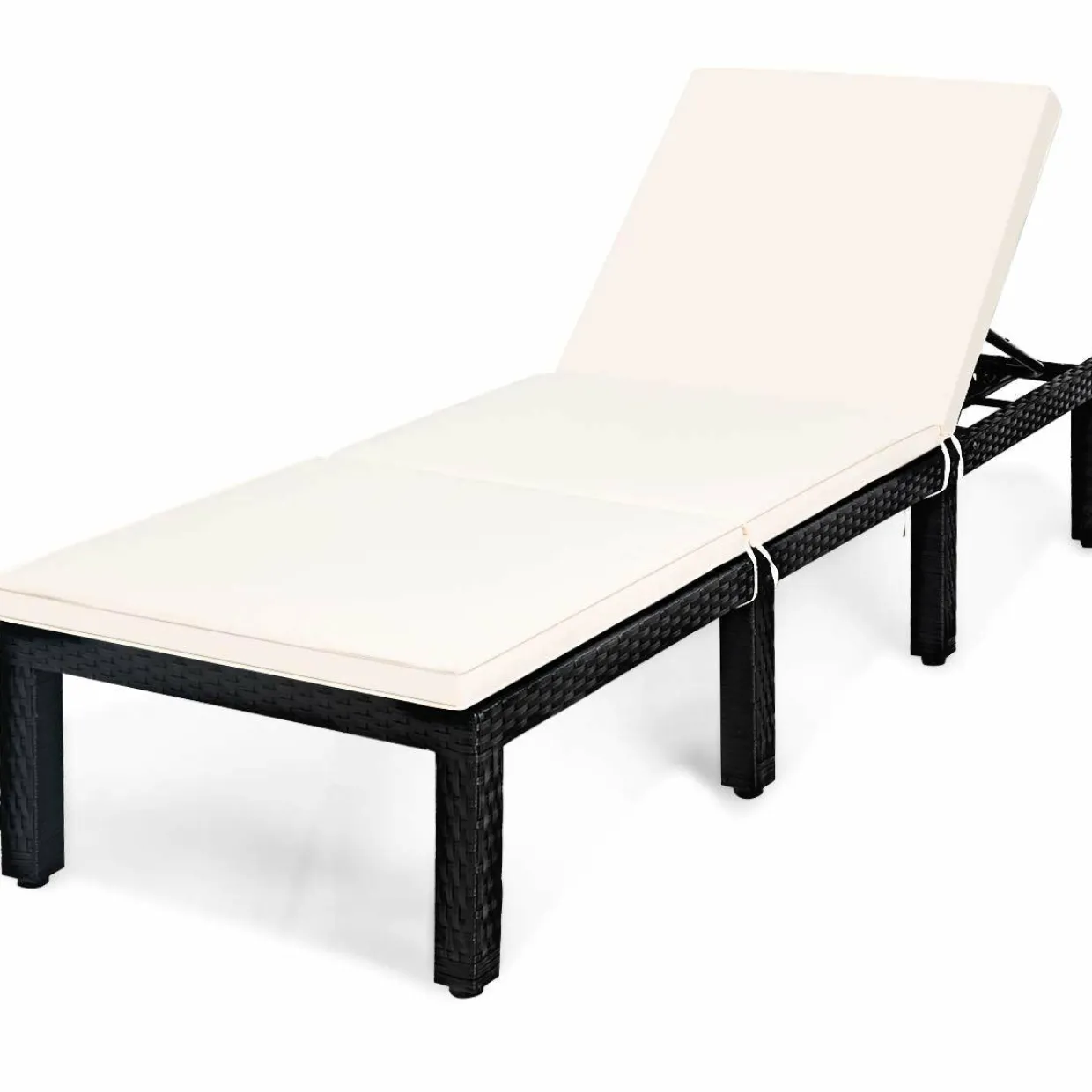 Patio Wicker Lounge Chair, Outdoor Rattan Adjustable Reclining Backrest Lounger Chair