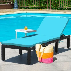Patio Wicker Lounge Chair, Outdoor Rattan Adjustable Reclining Backrest Lounger Chair