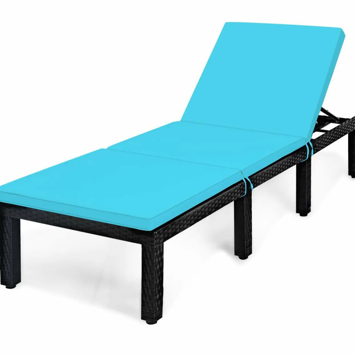 Patio Wicker Lounge Chair, Outdoor Rattan Adjustable Reclining Backrest Lounger Chair