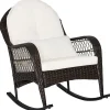 Patio Wicker Rocking Chair, Outdoor PE Rattan Rocker with Seat and Back Cushion
