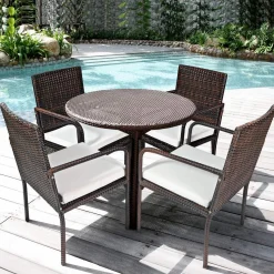 PATIOJOY Outdoor Patio Wicker Chairs Set of 4, with Heavy Duty Steel Frame and Soft Cushions (Brown)