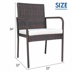 PATIOJOY Outdoor Patio Wicker Chairs Set of 4, with Heavy Duty Steel Frame and Soft Cushions (Brown)