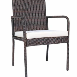 PATIOJOY Outdoor Patio Wicker Chairs Set of 4, with Heavy Duty Steel Frame and Soft Cushions (Brown)