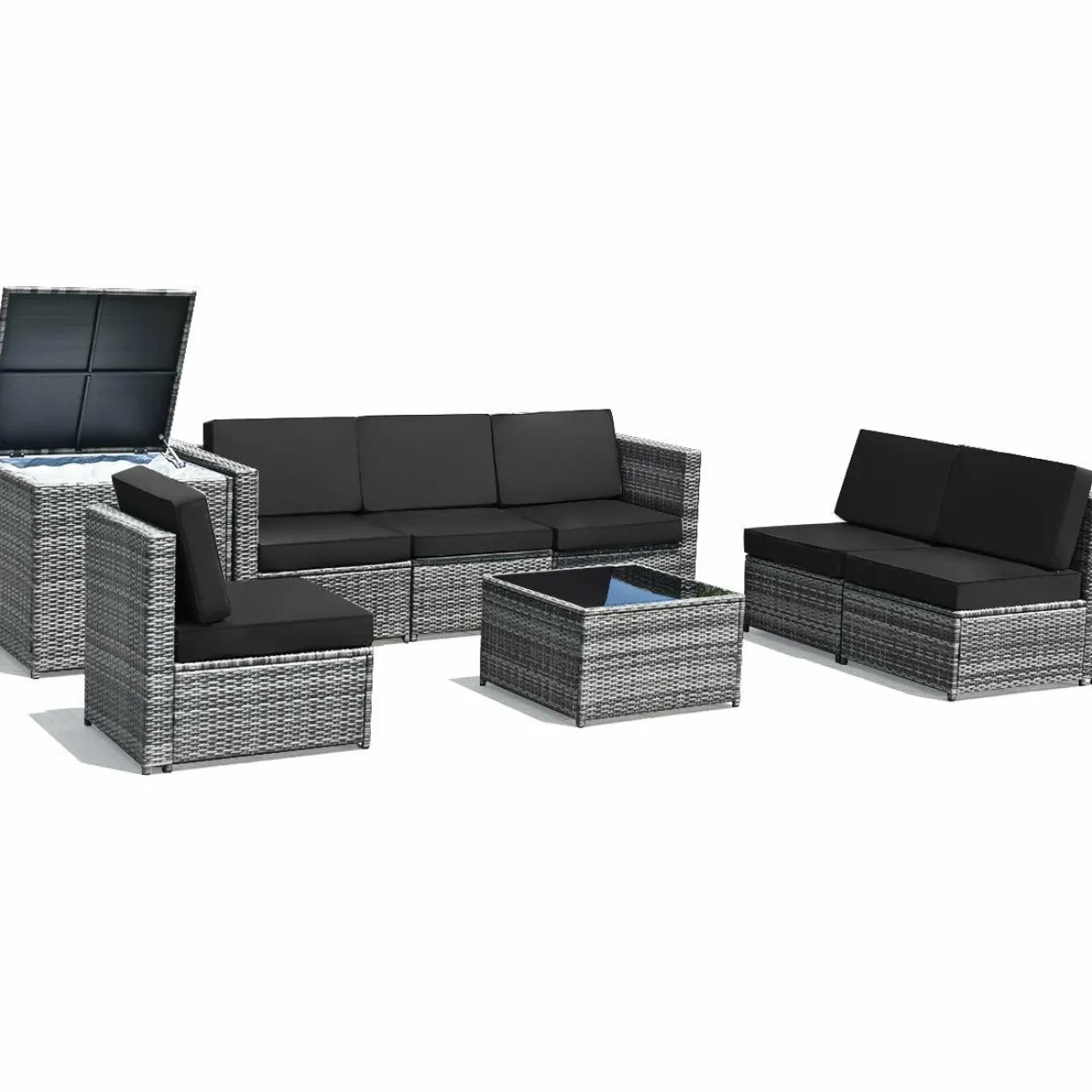 8 PCS Outdoor Patio Furniture Set, Rattan Wicker Sofa Set