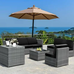 8 PCS Outdoor Patio Furniture Set, Rattan Wicker Sofa Set