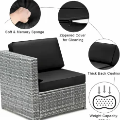 8 PCS Outdoor Patio Furniture Set, Rattan Wicker Sofa Set