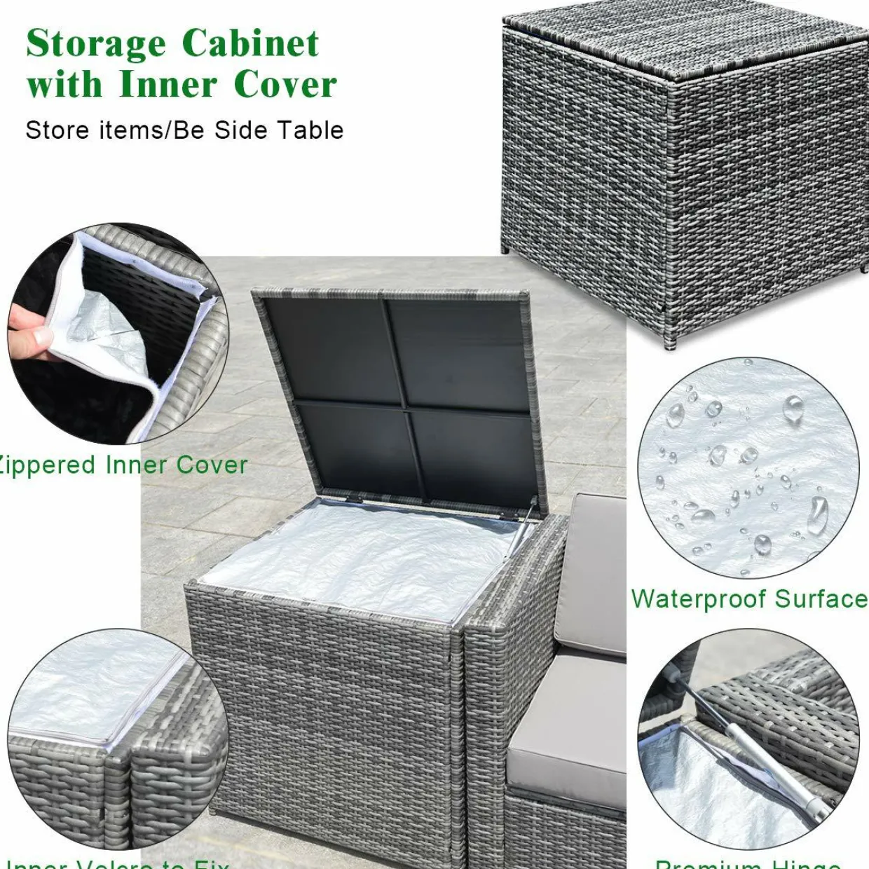 8 PCS Outdoor Patio Furniture Set, Rattan Wicker Sofa Set