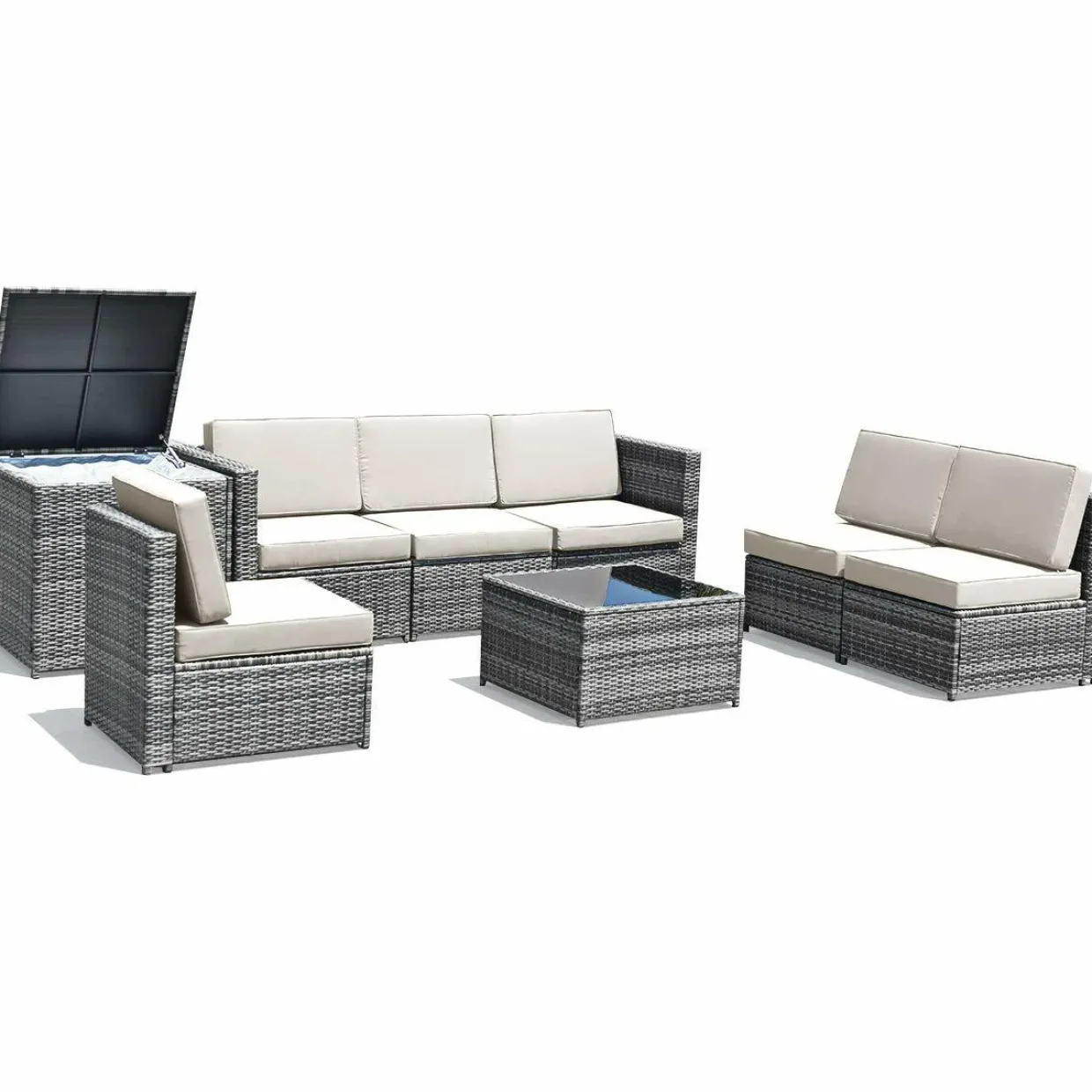 8 PCS Outdoor Patio Furniture Set, Rattan Wicker Sofa Set