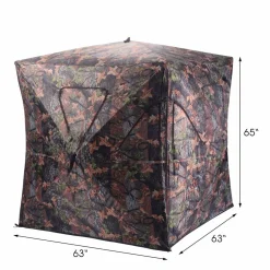 2-3 Person Pop up Ground Blind, Portable Hunting Blind with 360 Degree Mesh Windows