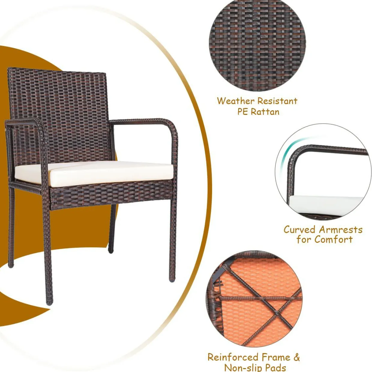 6-Piece Acacia Wood Patio Dining Set, Patiojoy Outdoor Wicker Furniture Set