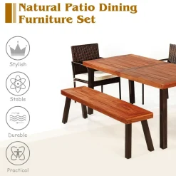 6-Piece Acacia Wood Patio Dining Set, Patiojoy Outdoor Wicker Furniture Set