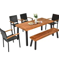 6 Piece Outdoor Dining Set, Patiojoy Outdoor Wicker Conversation Set