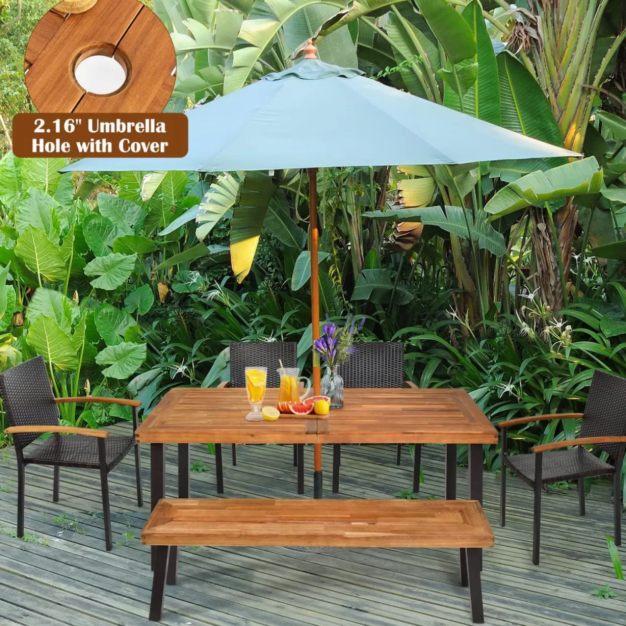 6 Piece Outdoor Dining Set, Patiojoy Outdoor Wicker Conversation Set