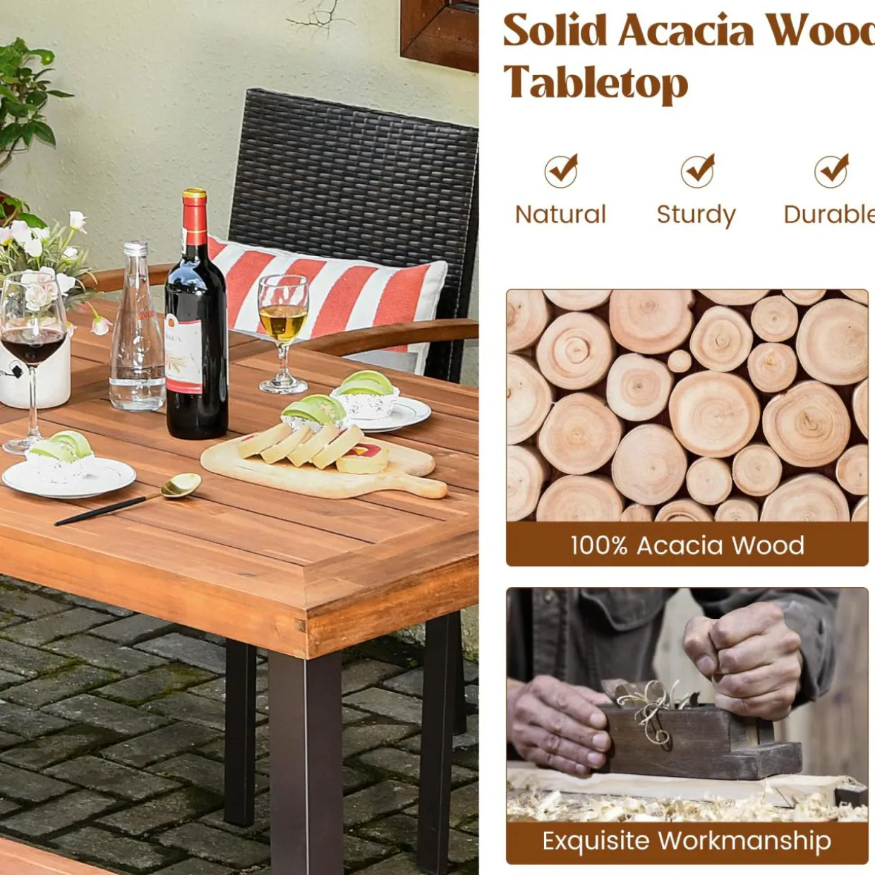 6 Piece Outdoor Dining Set, Patiojoy Outdoor Wicker Conversation Set