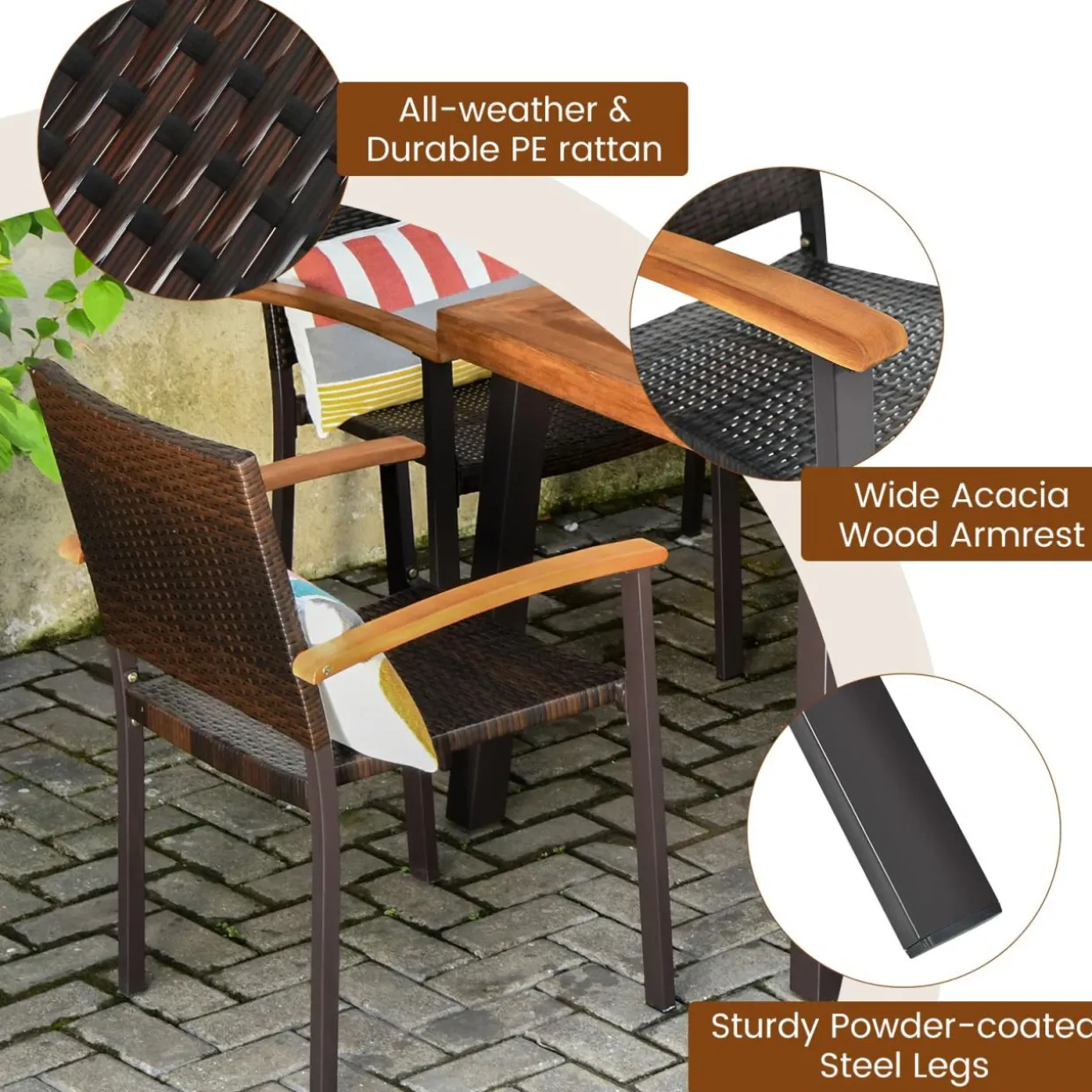 6 Piece Outdoor Dining Set, Patiojoy Outdoor Wicker Conversation Set