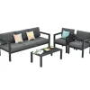 4-Piece Outdoor Furniture Set, Garden Aluminum Conversation Set with Padded Cushions