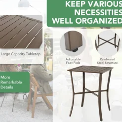 3 Piece Patio Bar Set, Outdoor Bar Stool Bistro Set w/ 27.5