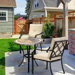 4-Piece Patio Dining Chairs, No Assembly Needs, Cushioned Armchairs with Anti-Rust Steel Frame