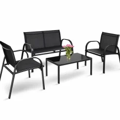 4 Piece Patio Furniture Outdoor Sofa Garden Lawn Sectional Conversation Set Outdoor Garden