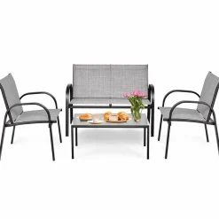 4 Piece Patio Furniture Outdoor Sofa Garden Lawn Sectional Conversation Set Outdoor Garden