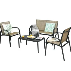 4 Piece Patio Furniture Outdoor Sofa Garden Lawn Sectional Conversation Set Outdoor Garden