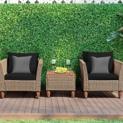 3 Piece Patio Furniture Set, Outdoor Wicker Rattan Bistro Sofa Set