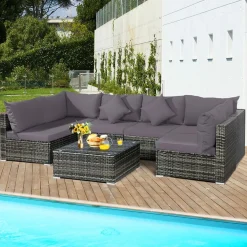 7-Piece Patio Furniture Set, Outdoor Sectional PE Rattan Sofa Set