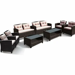 4-Piece Patio Furniture Set, Rattan Wicker Chair Set with 1 Loveseat, 2 Single Sofas
