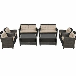 4-Piece Patio Furniture Set, Rattan Wicker Chair Set with 1 Loveseat, 2 Single Sofas