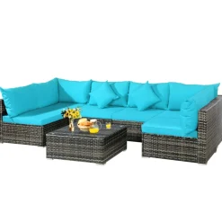 7-Piece Patio Furniture Set, Outdoor Sectional PE Rattan Sofa Set