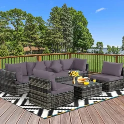7-Piece Patio Furniture Set, Outdoor Sectional PE Rattan Sofa Set