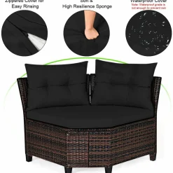 4-Piece Patio Furniture Set, C-Shape Outdoor Wicker Sectional Sofa Set