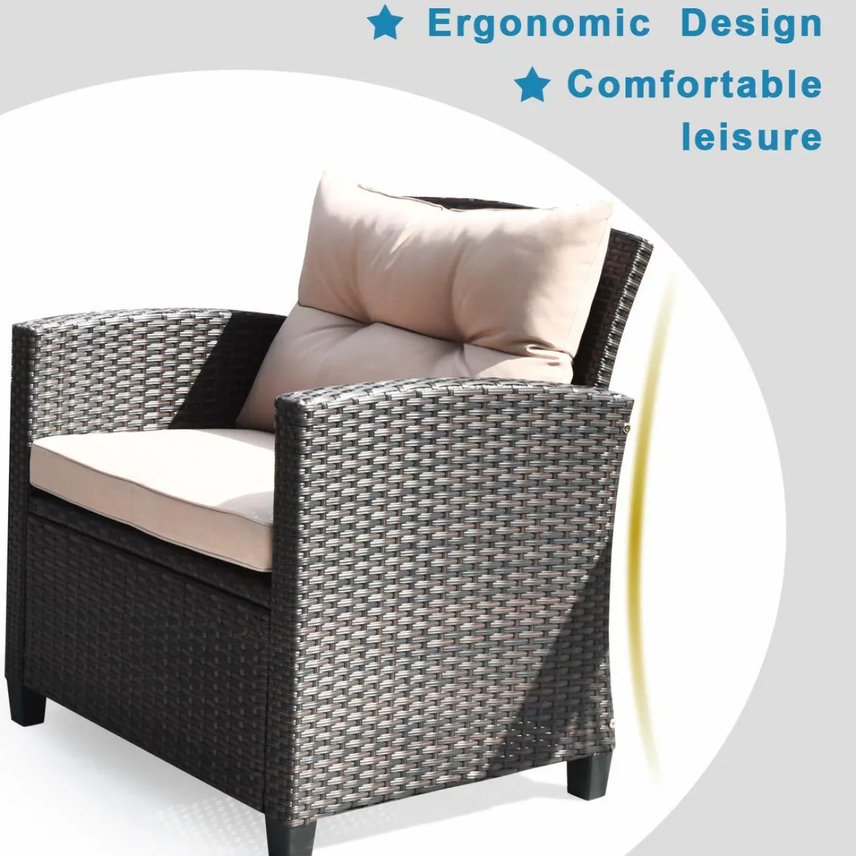 4-Piece Patio Furniture Set, Rattan Wicker Chair Set with 1 Loveseat, 2 Single Sofas