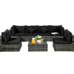 7-Piece Patio Furniture Set, Outdoor Sectional PE Rattan Sofa Set