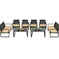 4-Piece Patio Rattan Furniture Set, Outdoor Conversation Set