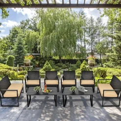 4-Piece Patio Rattan Furniture Set, Outdoor Conversation Set