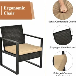 4-Piece Patio Rattan Furniture Set, Outdoor Conversation Set